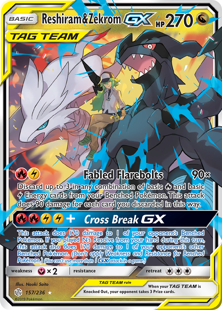 Reshiram & Zekrom GX (157/236) [Sun & Moon: Cosmic Eclipse] | Eastridge Sports Cards & Games