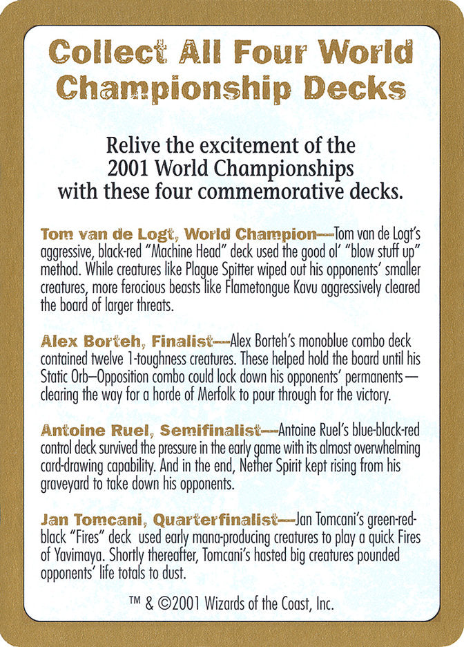 2001 World Championships Ad [World Championship Decks 2001] | Eastridge Sports Cards & Games