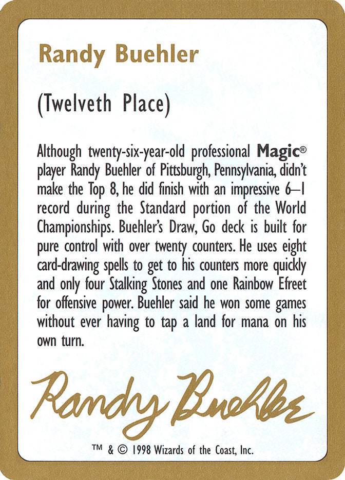 Randy Buehler Bio [World Championship Decks 1998] | Eastridge Sports Cards & Games