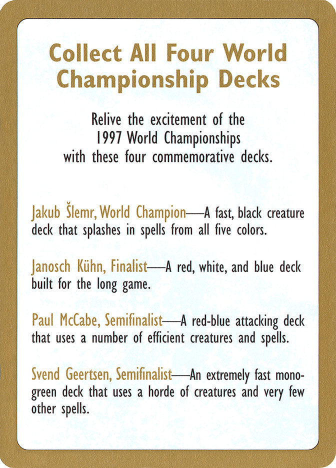 1997 World Championships Ad [World Championship Decks 1997] | Eastridge Sports Cards & Games