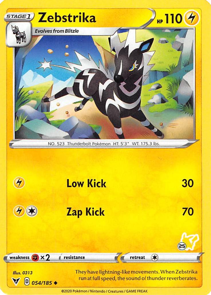 Zebstrika (054/185) (Pikachu Stamp #25) [Battle Academy 2022] | Eastridge Sports Cards & Games