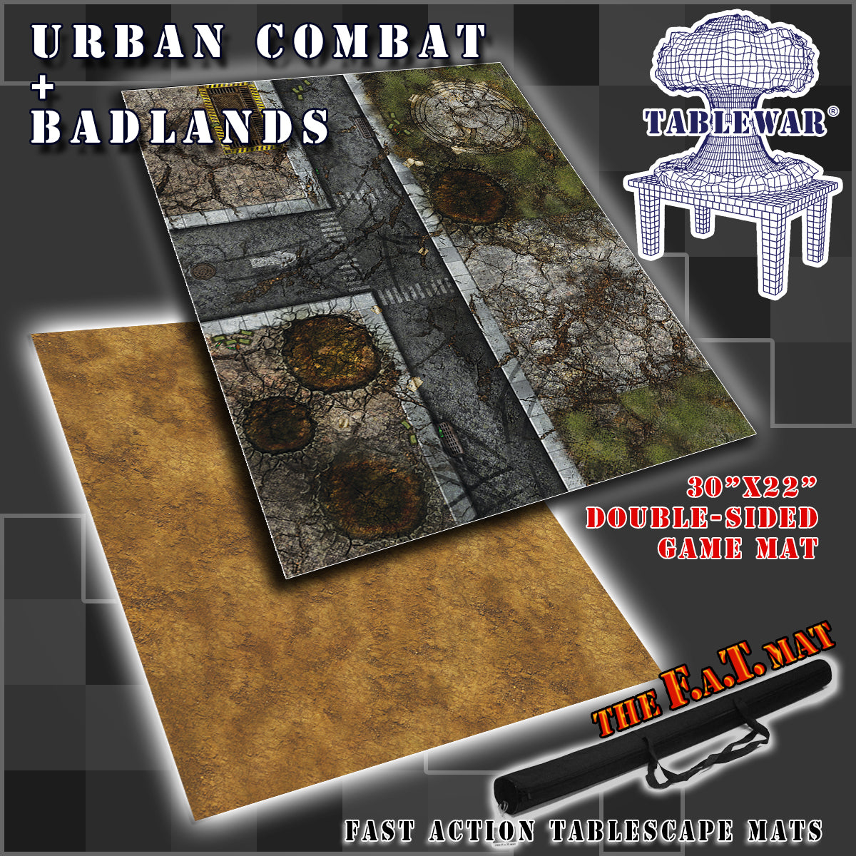 Tablewar 30x22" Double Sided 'Urban Combat' + 'Badlands' F.A.T. Mat Gaming Mat | Eastridge Sports Cards & Games