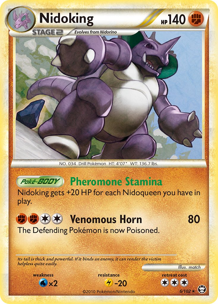 Nidoking (6/102) (Cracked Ice Holo) (Theme Deck Exclusive) [HeartGold & SoulSilver: Triumphant] | Eastridge Sports Cards & Games