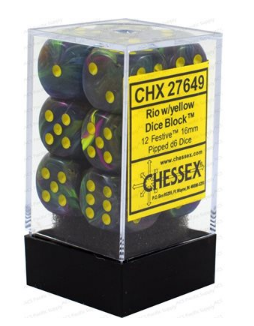 CHESSEX Festive 12D6 Rio/Yellow 16MM (CHX27649) | Eastridge Sports Cards & Games
