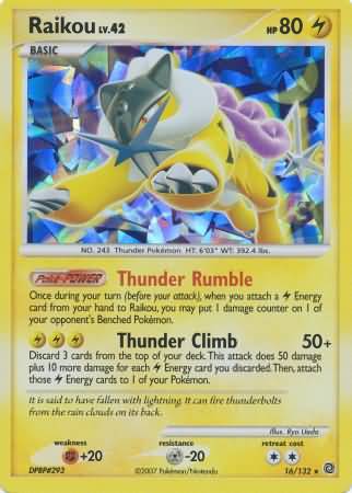 Raikou (16/132) (Cracked Ice Holo) [Diamond & Pearl: Secret Wonders] | Eastridge Sports Cards & Games