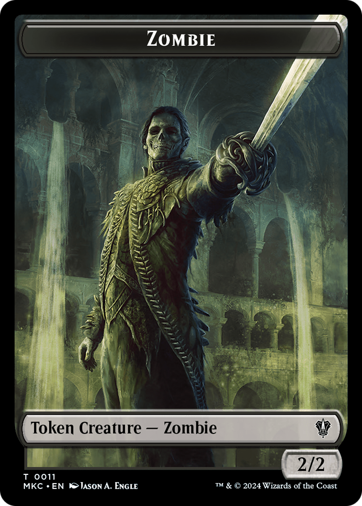 Salamander Warrior // Zombie Double-Sided Token [Murders at Karlov Manor Commander Tokens] | Eastridge Sports Cards & Games