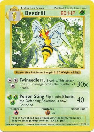 Beedrill (17/102) [Base Set Shadowless Unlimited] | Eastridge Sports Cards & Games