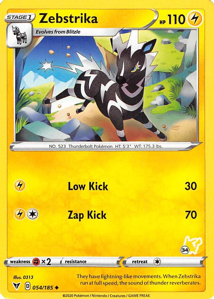 Zebstrika (054/185) (Pikachu Stamp #34) [Battle Academy 2022] | Eastridge Sports Cards & Games