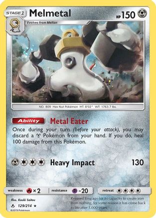 Melmetal (129/214) (Cosmos Holo) [Sun & Moon: Unbroken Bonds] | Eastridge Sports Cards & Games