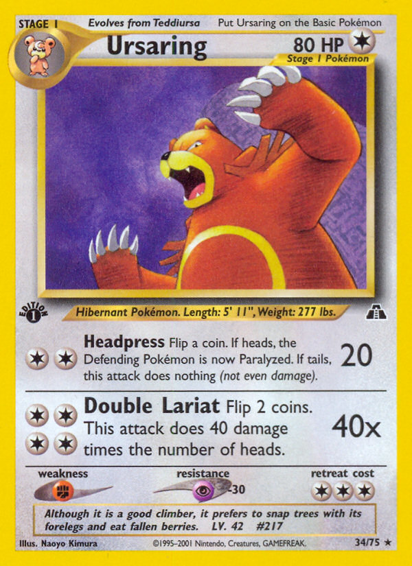 Ursaring (34/75) [Neo Discovery 1st Edition] | Eastridge Sports Cards & Games