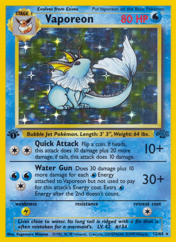 Vaporeon (12/64) [Jungle 1st Edition] | Eastridge Sports Cards & Games