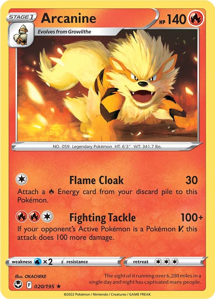 Arcanine (020/195) [Sword & Shield: Silver Tempest] | Eastridge Sports Cards & Games