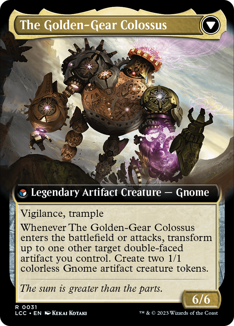 Tetzin, Gnome Champion // The Golden-Gear Colossus (Extended Art) [The Lost Caverns of Ixalan Commander] | Eastridge Sports Cards & Games