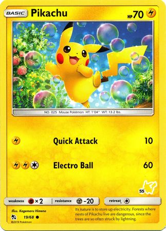 Pikachu (19/68) (Pikachu Stamp #55) [Battle Academy 2020] | Eastridge Sports Cards & Games