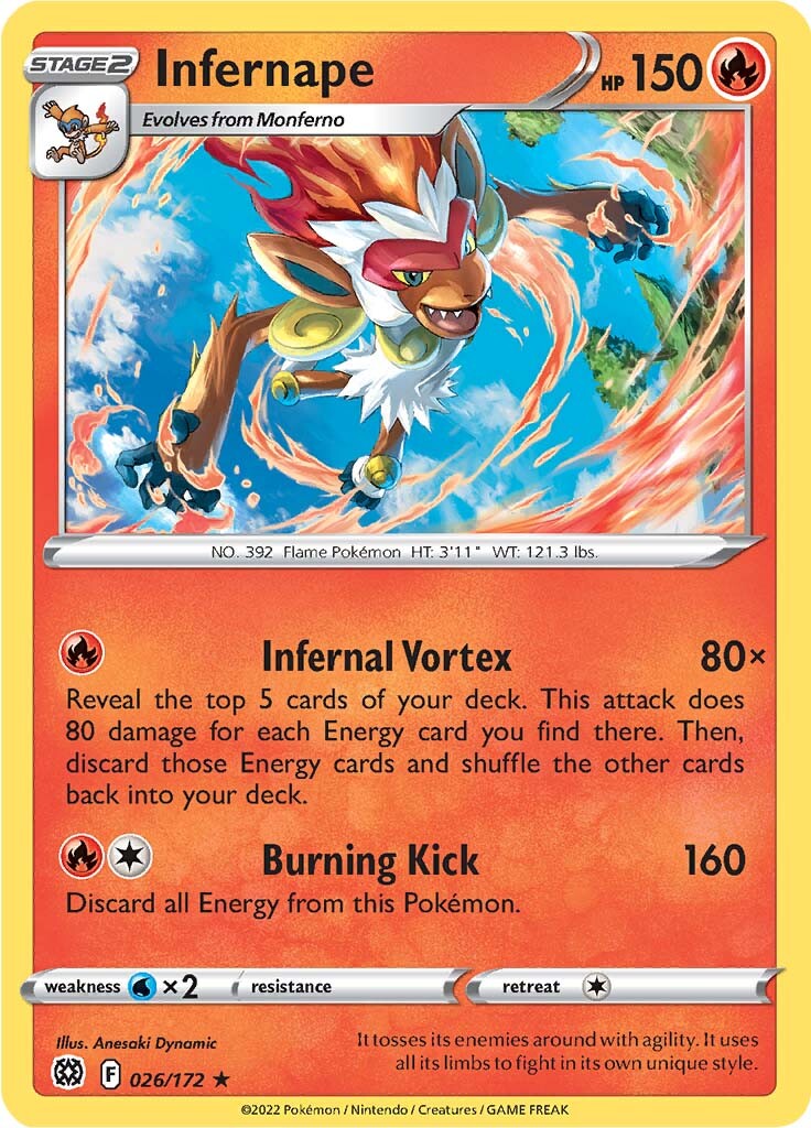 Infernape (026/172) (Theme Deck Exclusive) [Sword & Shield: Brilliant Stars] | Eastridge Sports Cards & Games