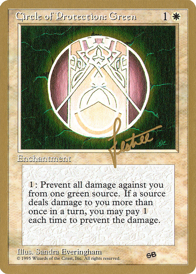 Circle of Protection: Green (Bertrand Lestree) (SB) (4ED) [Pro Tour Collector Set] | Eastridge Sports Cards & Games