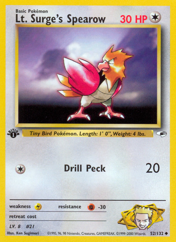 Lt. Surge's Spearow (52/132) [Gym Heroes 1st Edition] | Eastridge Sports Cards & Games