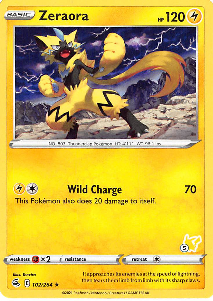 Zeraora (102/264) (Pikachu Stamp #5) [Battle Academy 2022] | Eastridge Sports Cards & Games