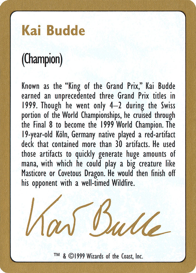 Kai Budde Bio [World Championship Decks 1999] | Eastridge Sports Cards & Games