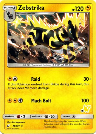 Zebstrika (45/181) (Pikachu Stamp #16) [Battle Academy 2020] | Eastridge Sports Cards & Games