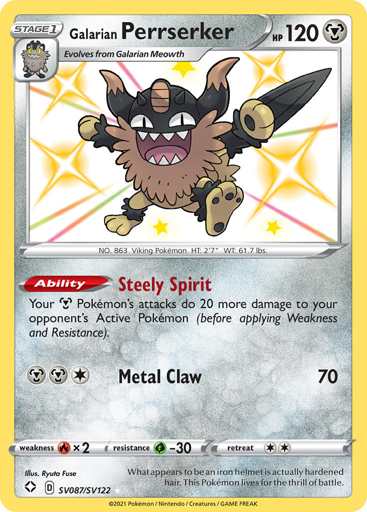 Galarian Perrserker (SV087/SV122) [Sword & Shield: Shining Fates] | Eastridge Sports Cards & Games