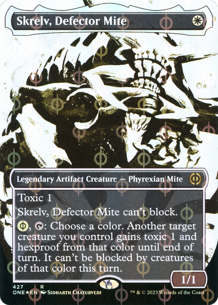 Skrelv, Defector Mite (Borderless Ichor Step-and-Compleat Foil) [Phyrexia: All Will Be One] | Eastridge Sports Cards & Games