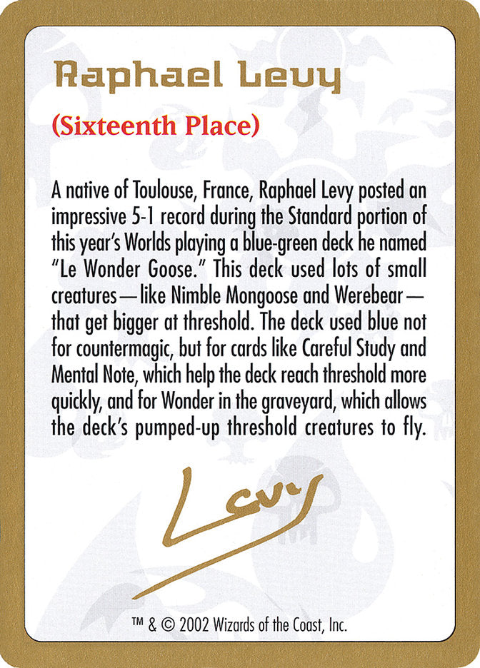 Raphael Levy Bio [World Championship Decks 2002] | Eastridge Sports Cards & Games