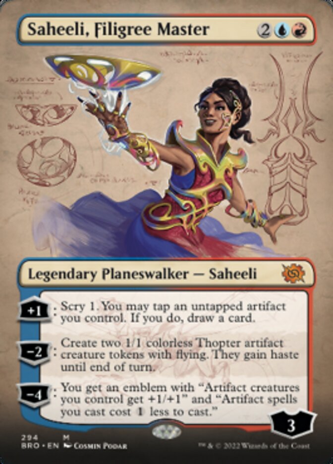 Saheeli, Filigree Master (Borderless Alternate Art) [The Brothers' War] | Eastridge Sports Cards & Games