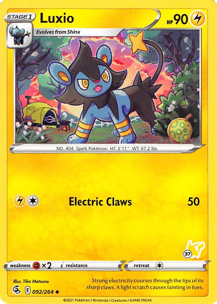 Luxio (092/264) (Pikachu Stamp #37) [Battle Academy 2022] | Eastridge Sports Cards & Games