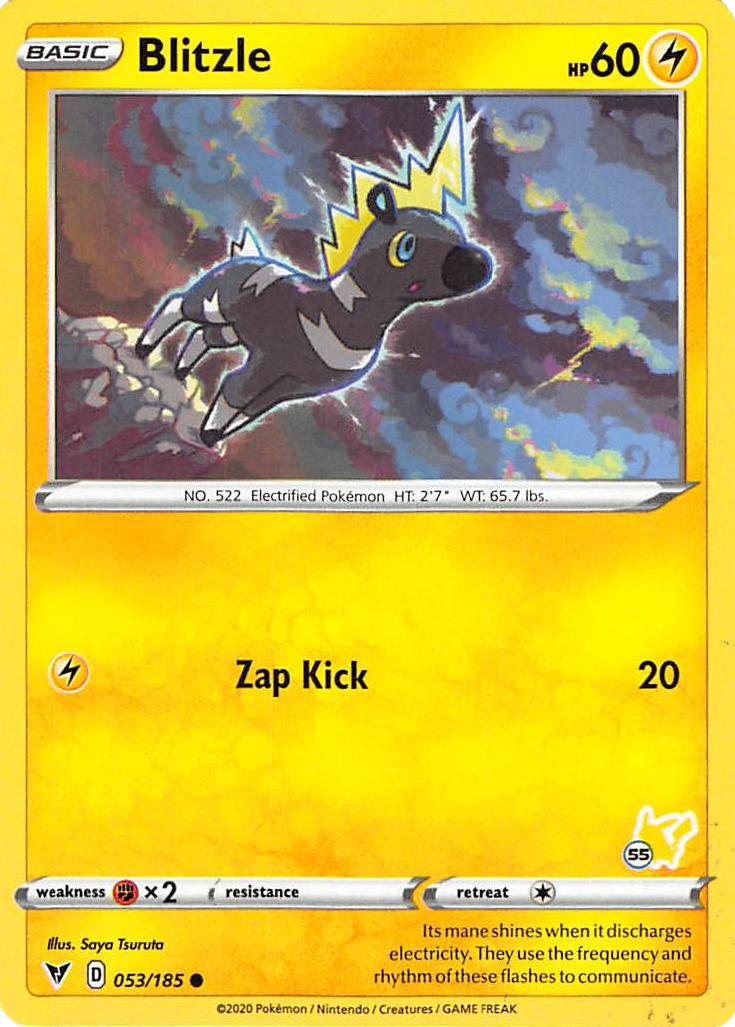 Blitzle (053/185) (Pikachu Stamp #55) [Battle Academy 2022] | Eastridge Sports Cards & Games