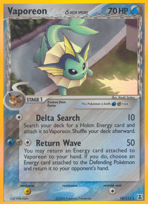 Vaporeon (18/113) (Delta Species) [EX: Delta Species] | Eastridge Sports Cards & Games