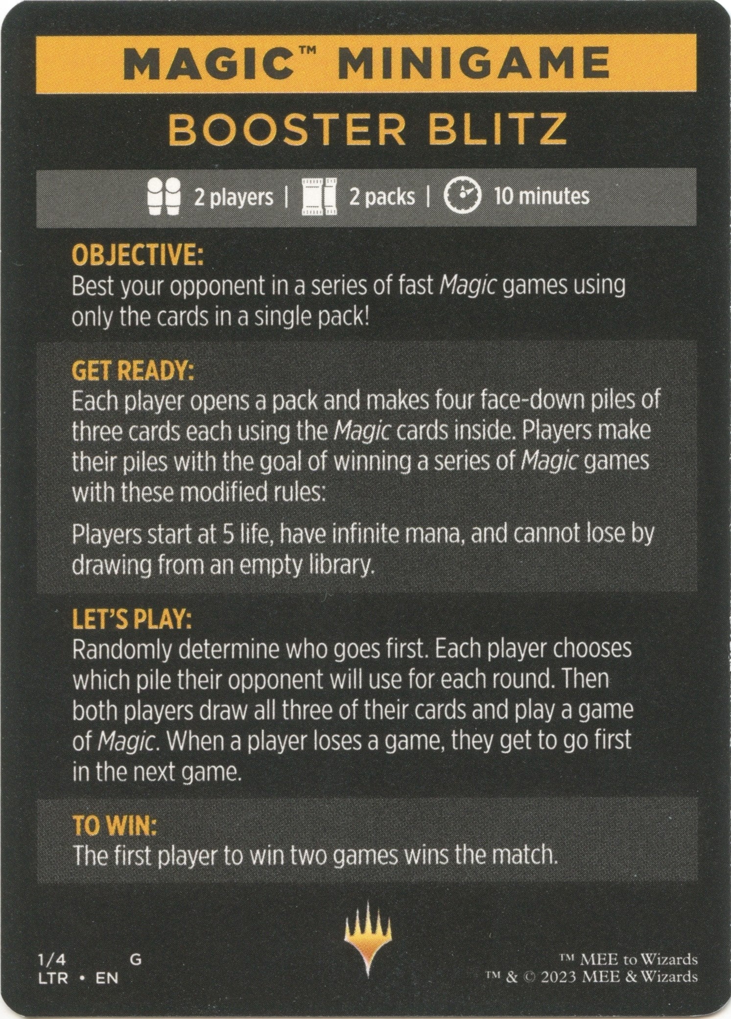 Booster Blitz (Magic Minigame) [The Lord of the Rings: Tales of Middle-Earth Minigame] | Eastridge Sports Cards & Games