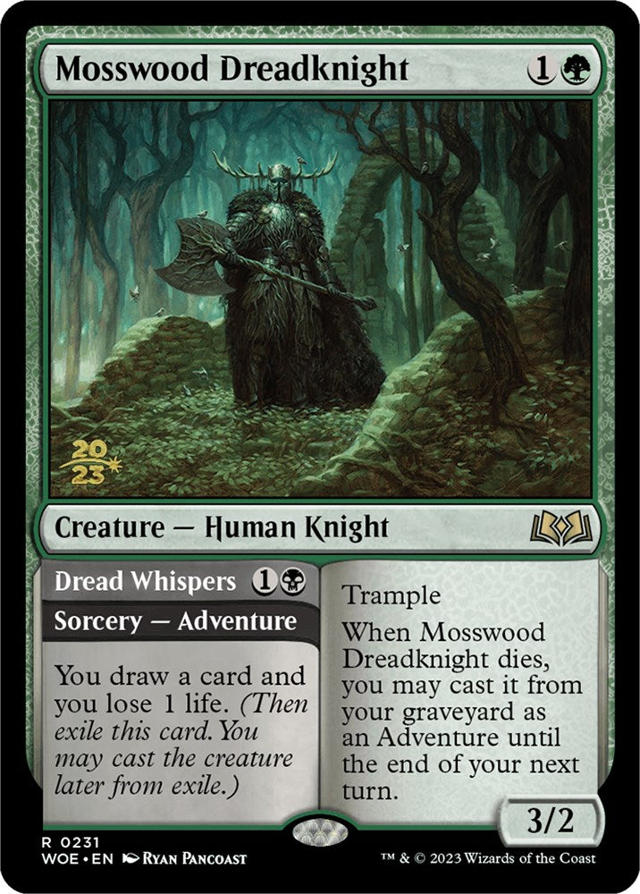 Mosswood Dreadknight // Dread Whispers [Wilds of Eldraine Prerelease Promos] | Eastridge Sports Cards & Games