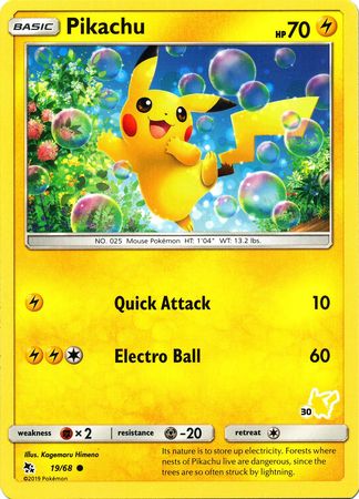 Pikachu (19/68) (Pikachu Stamp #30) [Battle Academy 2020] | Eastridge Sports Cards & Games