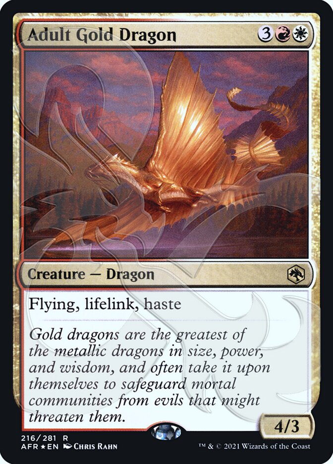 Adult Gold Dragon (Ampersand Promo) [Dungeons & Dragons: Adventures in the Forgotten Realms Promos] | Eastridge Sports Cards & Games