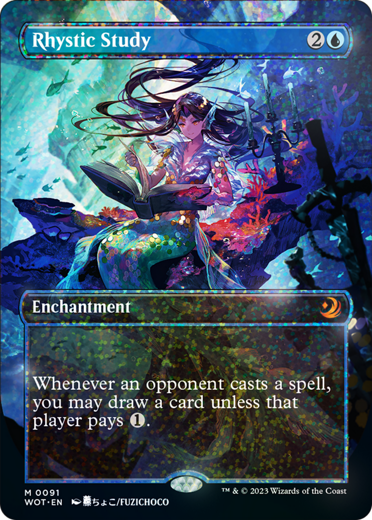 Rhystic Study (Anime Borderless) (Confetti Foil) [Wilds of Eldraine: Enchanting Tales] | Eastridge Sports Cards & Games