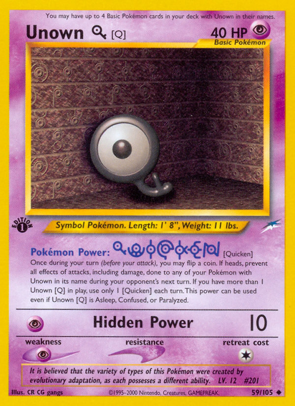 Unown [Q] (59/105) [Neo Destiny 1st Edition] | Eastridge Sports Cards & Games