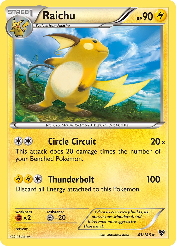 Raichu (43/146) (Cosmos Holo) (Blister Exclusive) [XY: Base Set] | Eastridge Sports Cards & Games