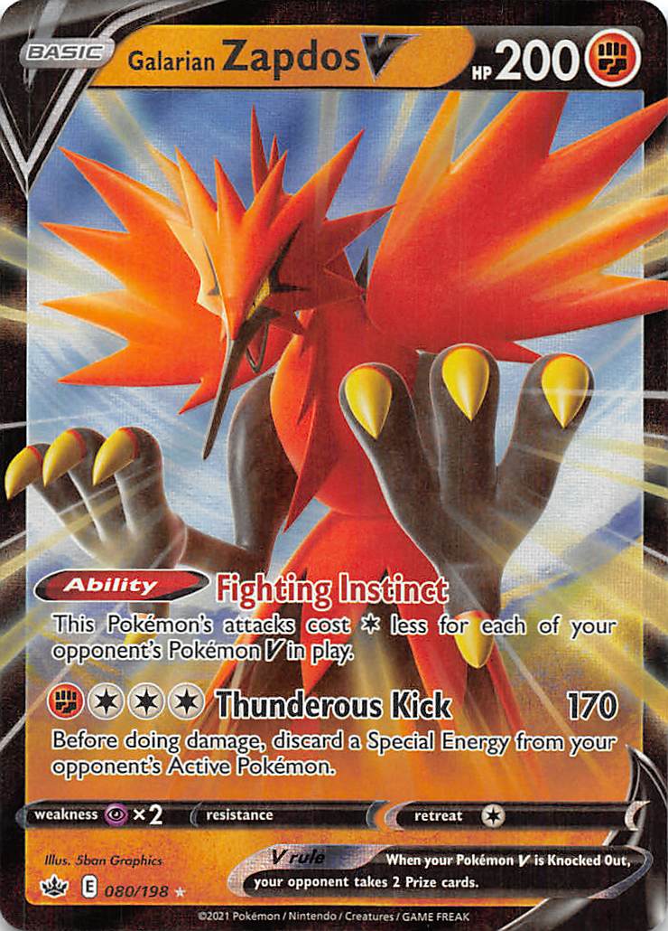 Galarian Zapdos V (080/198) [Sword & Shield: Chilling Reign] | Eastridge Sports Cards & Games