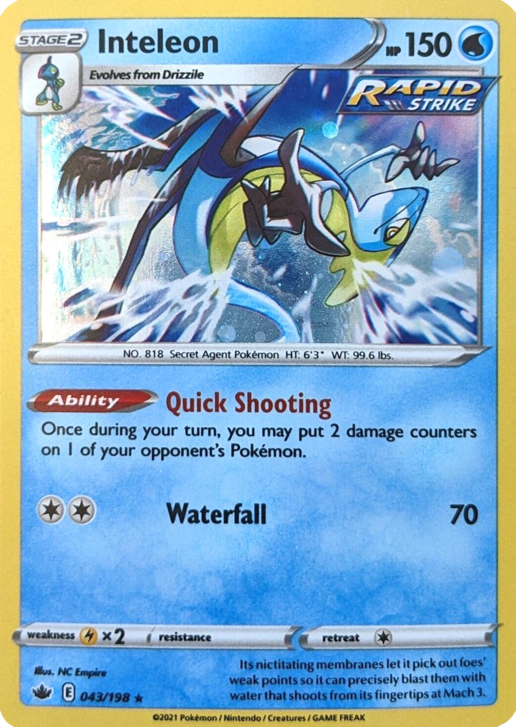 Inteleon (043/198) (Cosmos Holo) [Sword & Shield: Chilling Reign] | Eastridge Sports Cards & Games