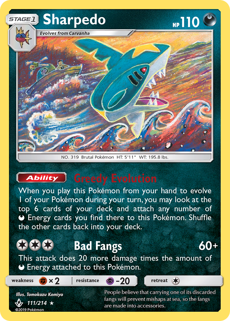 Sharpedo (111/214) [Sun & Moon: Unbroken Bonds] | Eastridge Sports Cards & Games