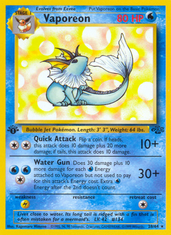 Vaporeon (28/64) [Jungle 1st Edition] | Eastridge Sports Cards & Games