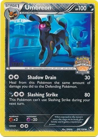 Umbreon (60/108) (Regional Championship Promo Staff) [Black & White: Dark Explorers] | Eastridge Sports Cards & Games