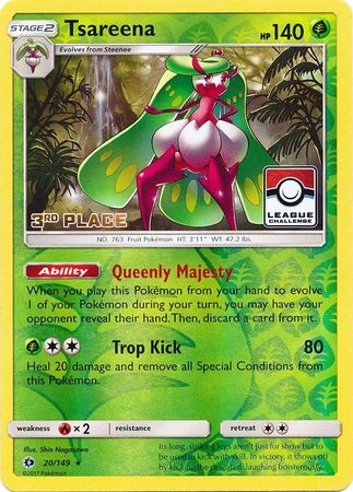 Tsareena (20/149) (League 3rd Place) [Sun & Moon: Base Set] | Eastridge Sports Cards & Games