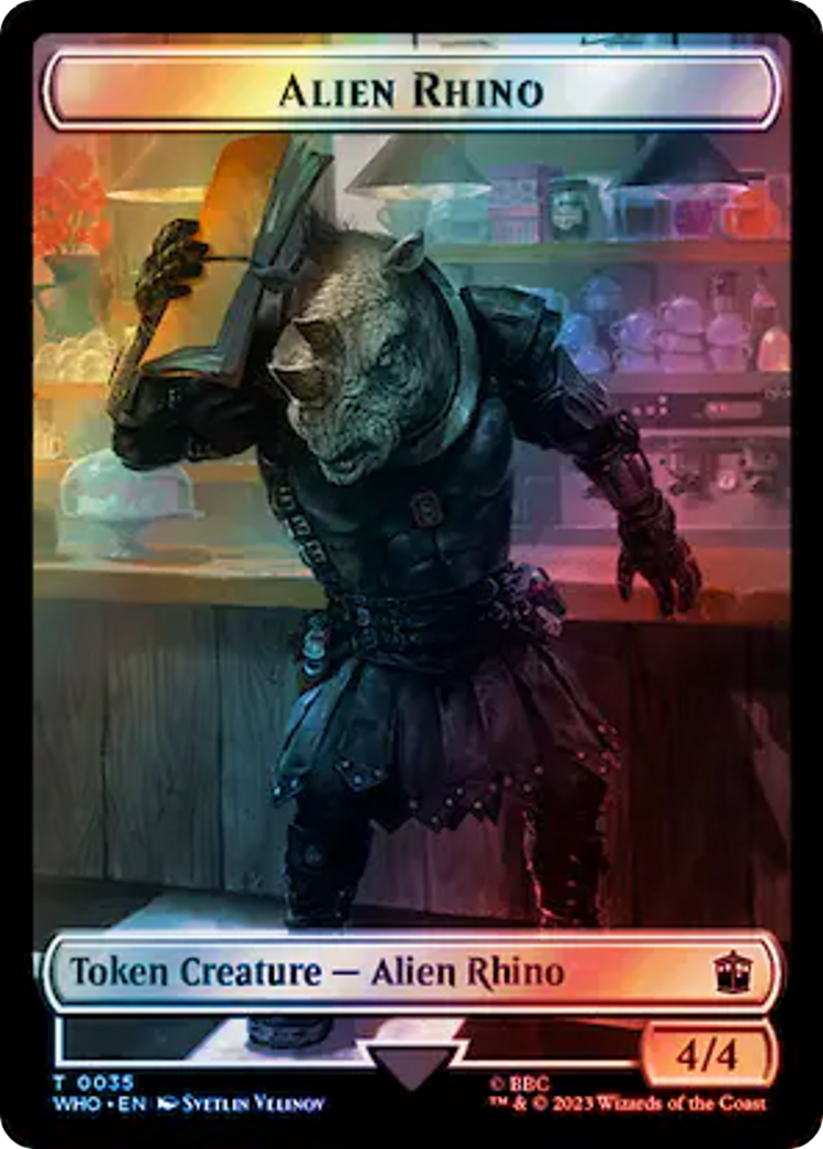 Alien Rhino // Treasure (0061) Double-Sided Token (Surge Foil) [Doctor Who Tokens] | Eastridge Sports Cards & Games