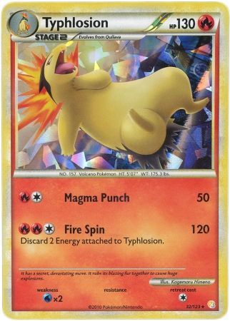 Typhlosion (32/123) (Cracked Ice Holo) [HeartGold & SoulSilver: Base Set] | Eastridge Sports Cards & Games