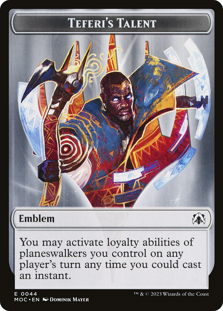 First Mate Ragavan // Teferi's Talent Emblem Double-Sided Token [March of the Machine Commander Tokens] | Eastridge Sports Cards & Games