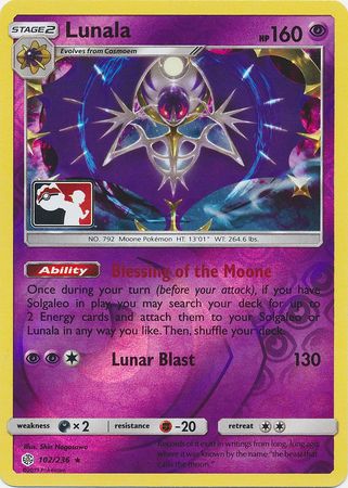 Lunala (102/236) (Pokemon Club Special Print) [Sun & Moon: Cosmic Eclipse] | Eastridge Sports Cards & Games