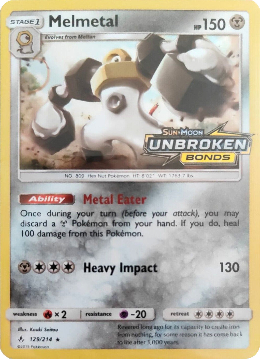 Melmetal (129/214) (Unbroken Bonds Stamped) [Sun & Moon: Unbroken Bonds] | Eastridge Sports Cards & Games