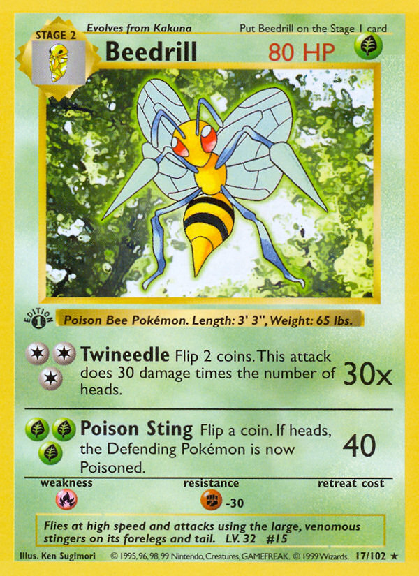 Beedrill (17/102) (Shadowless) [Base Set 1st Edition] | Eastridge Sports Cards & Games